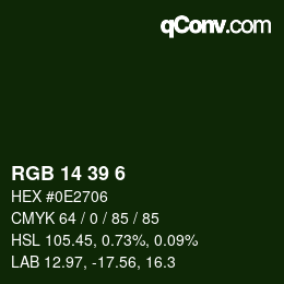 カラーコード: RGB 14 39 6 | qconv.com