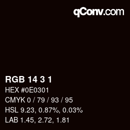 カラーコード: RGB 14 3 1 | qconv.com
