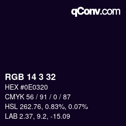 Color code: RGB 14 3 32 | qconv.com