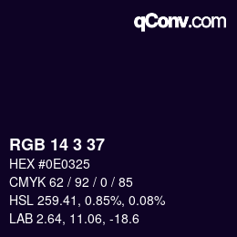Color code: RGB 14 3 37 | qconv.com
