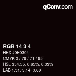 カラーコード: RGB 14 3 4 | qconv.com