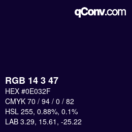 カラーコード: RGB 14 3 47 | qconv.com