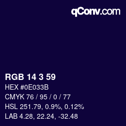 颜色代码: RGB 14 3 59 | qconv.com