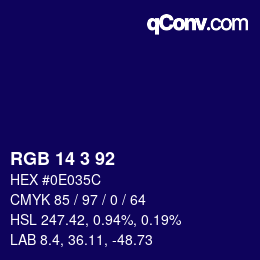カラーコード: RGB 14 3 92 | qconv.com