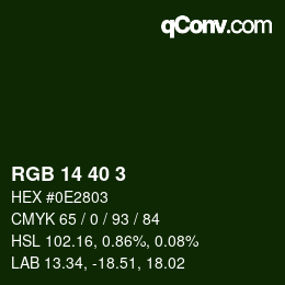 Color code: RGB 14 40 3 | qconv.com