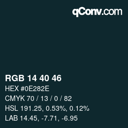 カラーコード: RGB 14 40 46 | qconv.com