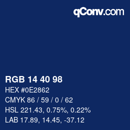 カラーコード: RGB 14 40 98 | qconv.com
