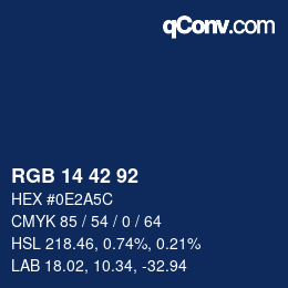 Color code: RGB 14 42 92 | qconv.com