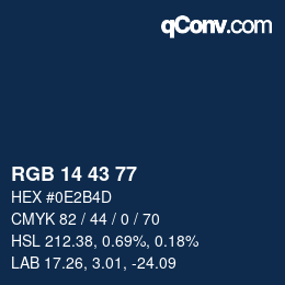 Farbcode: RGB 14 43 77 | qconv.com