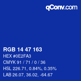 Color code: RGB 14 47 163 | qconv.com