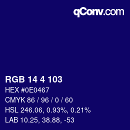 Color code: RGB 14 4 103 | qconv.com