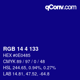 Color code: RGB 14 4 133 | qconv.com