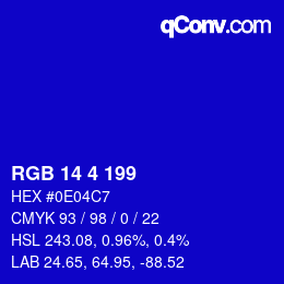 Color code: RGB 14 4 199 | qconv.com