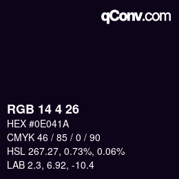 カラーコード: RGB 14 4 26 | qconv.com