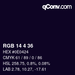 颜色代码: RGB 14 4 36 | qconv.com