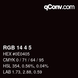 カラーコード: RGB 14 4 5 | qconv.com