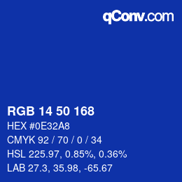 Color code: RGB 14 50 168 | qconv.com