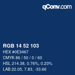 Color code: RGB 14 52 103 | qconv.com