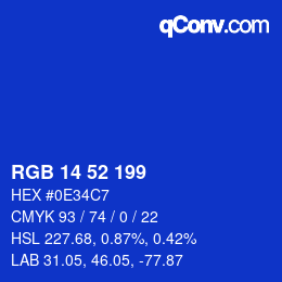 Color code: RGB 14 52 199 | qconv.com