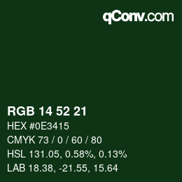 Color code: RGB 14 52 21 | qconv.com