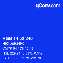 カラーコード: RGB 14 52 240 | qconv.com