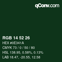 Color code: RGB 14 52 26 | qconv.com