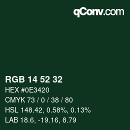 Color code: RGB 14 52 32 | qconv.com