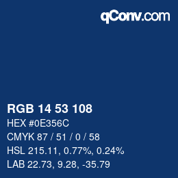 カラーコード: RGB 14 53 108 | qconv.com