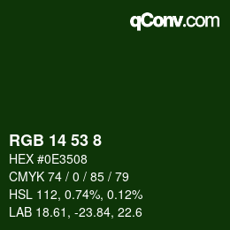 カラーコード: RGB 14 53 8 | qconv.com