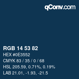 Color code: RGB 14 53 82 | qconv.com