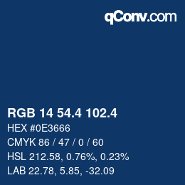 カラーコード: RGB 14 54.4 102.4 | qconv.com