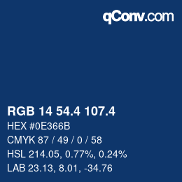 カラーコード: RGB 14 54.4 107.4 | qconv.com