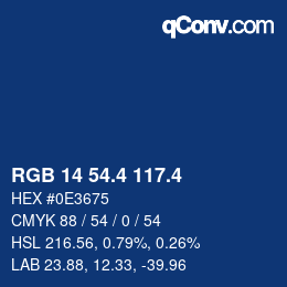 カラーコード: RGB 14 54.4 117.4 | qconv.com