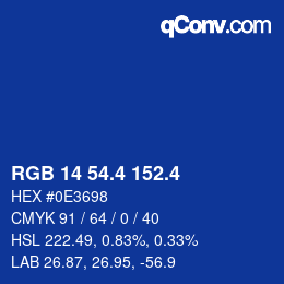 カラーコード: RGB 14 54.4 152.4 | qconv.com