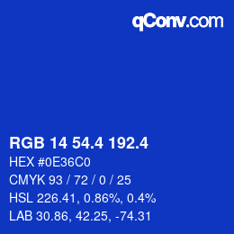 カラーコード: RGB 14 54.4 192.4 | qconv.com