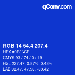 カラーコード: RGB 14 54.4 207.4 | qconv.com