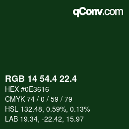 カラーコード: RGB 14 54.4 22.4 | qconv.com