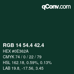 カラーコード: RGB 14 54.4 42.4 | qconv.com