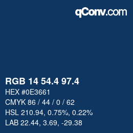 カラーコード: RGB 14 54.4 97.4 | qconv.com