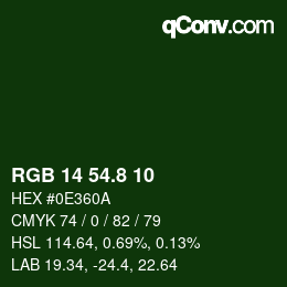 カラーコード: RGB 14 54.8 10 | qconv.com