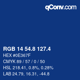 カラーコード: RGB 14 54.8 127.4 | qconv.com