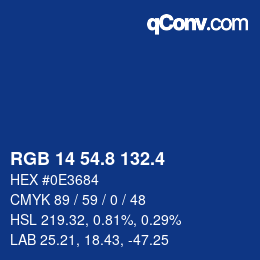 カラーコード: RGB 14 54.8 132.4 | qconv.com