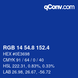 カラーコード: RGB 14 54.8 152.4 | qconv.com