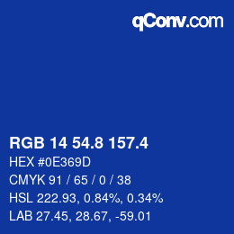 カラーコード: RGB 14 54.8 157.4 | qconv.com