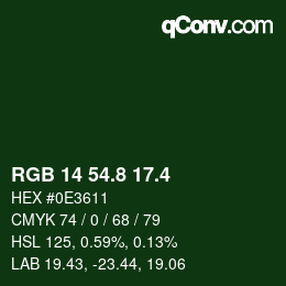 カラーコード: RGB 14 54.8 17.4 | qconv.com