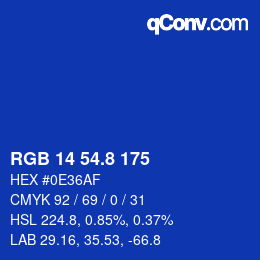 カラーコード: RGB 14 54.8 175 | qconv.com