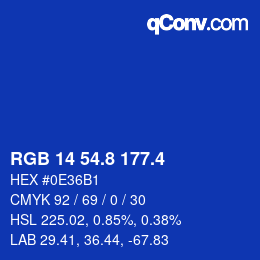 カラーコード: RGB 14 54.8 177.4 | qconv.com
