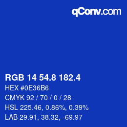 カラーコード: RGB 14 54.8 182.4 | qconv.com