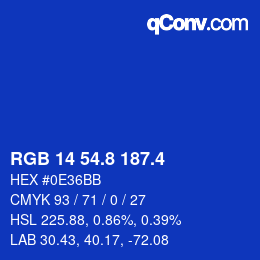 カラーコード: RGB 14 54.8 187.4 | qconv.com