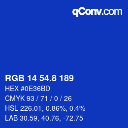 カラーコード: RGB 14 54.8 189 | qconv.com